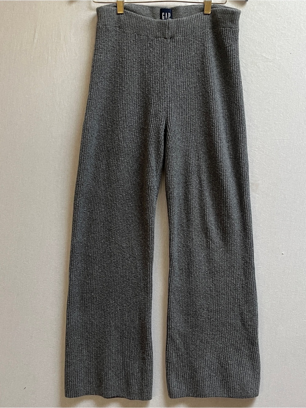 GAP Rib Knit Wide Leg Lounge Pants Elastic Waist Textured Heather